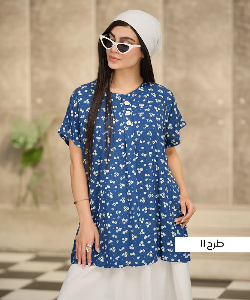 تیشرت نخی سه دکمه T101507 - Image 7