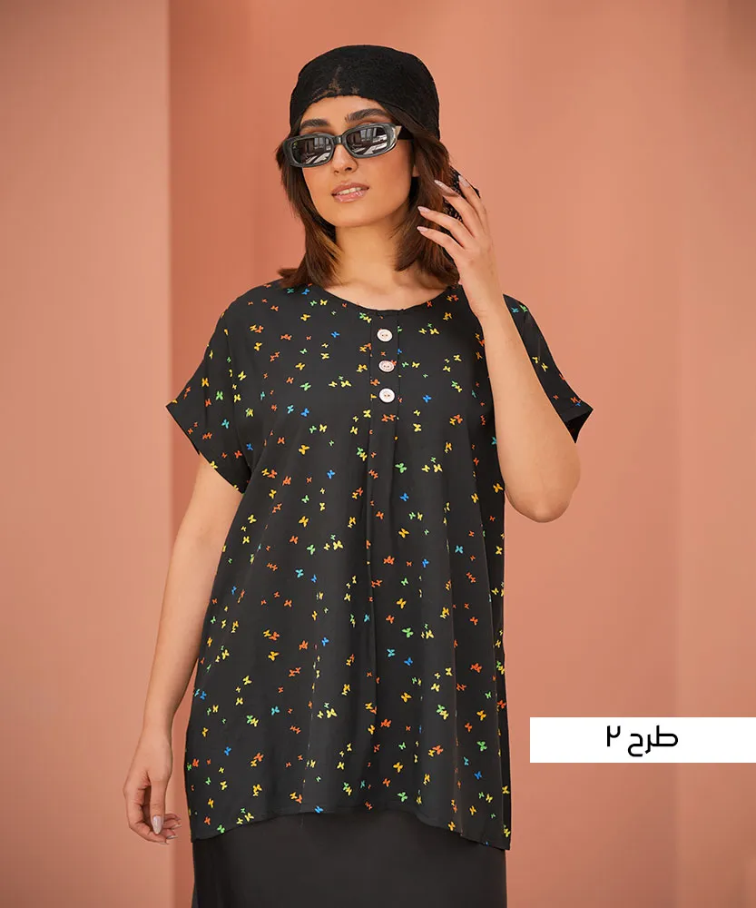 تیشرت نخی سه دکمه T101507 - Image 3