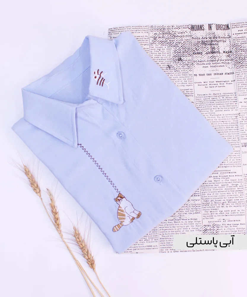 شومیز لنین گلدوزی گربه A41852 آبی