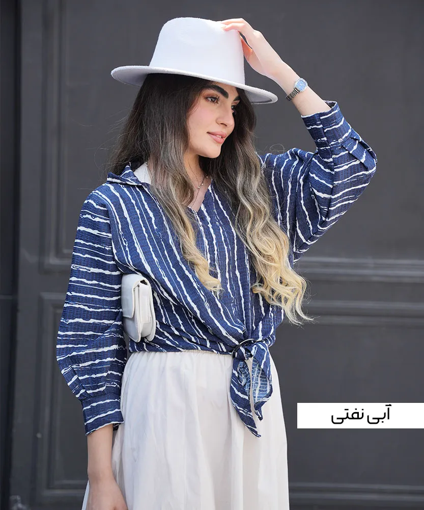 شومیز گره ای راه راه A41885 - Image 3