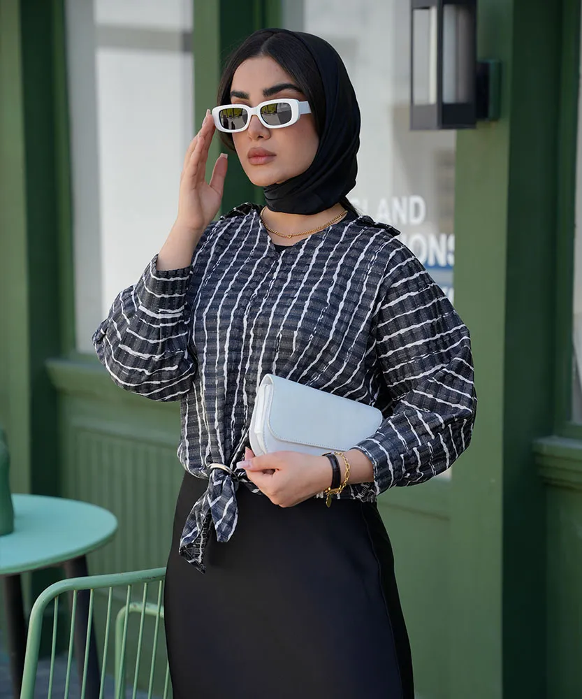 شومیز گره ای راه راه A41885