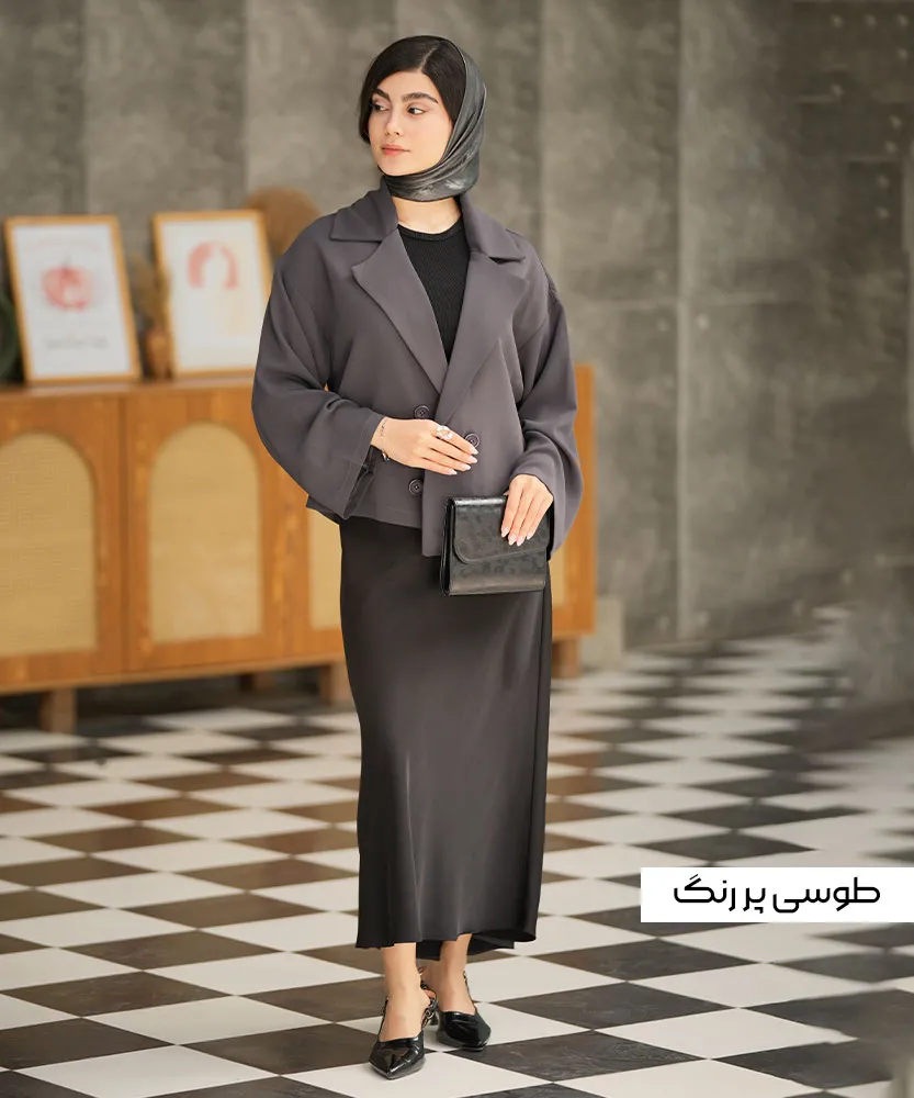کت نارین کرپ کارتین K41739 طوسی پرنگ