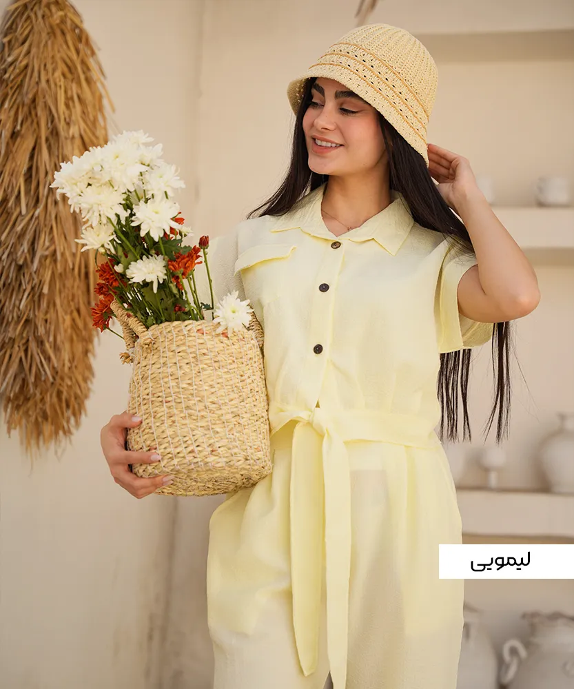 ست کراپ دکمه دار پفکی و شلوار Q41410 - Image 6