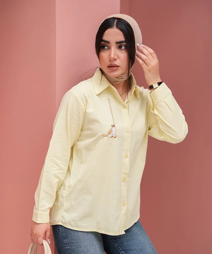 شومیز لنین گلدوزی گربه A41852 - Image 13