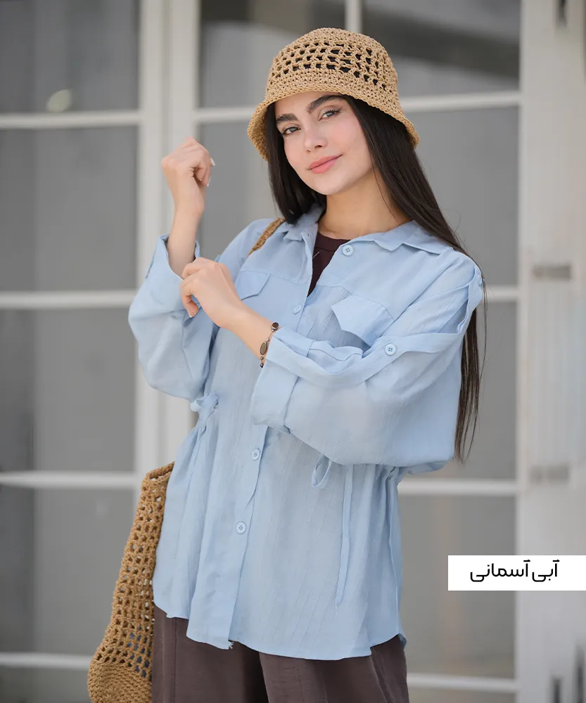 شومیز کمرگت سرشانه بندی شیشه ای A51264 - Image 6