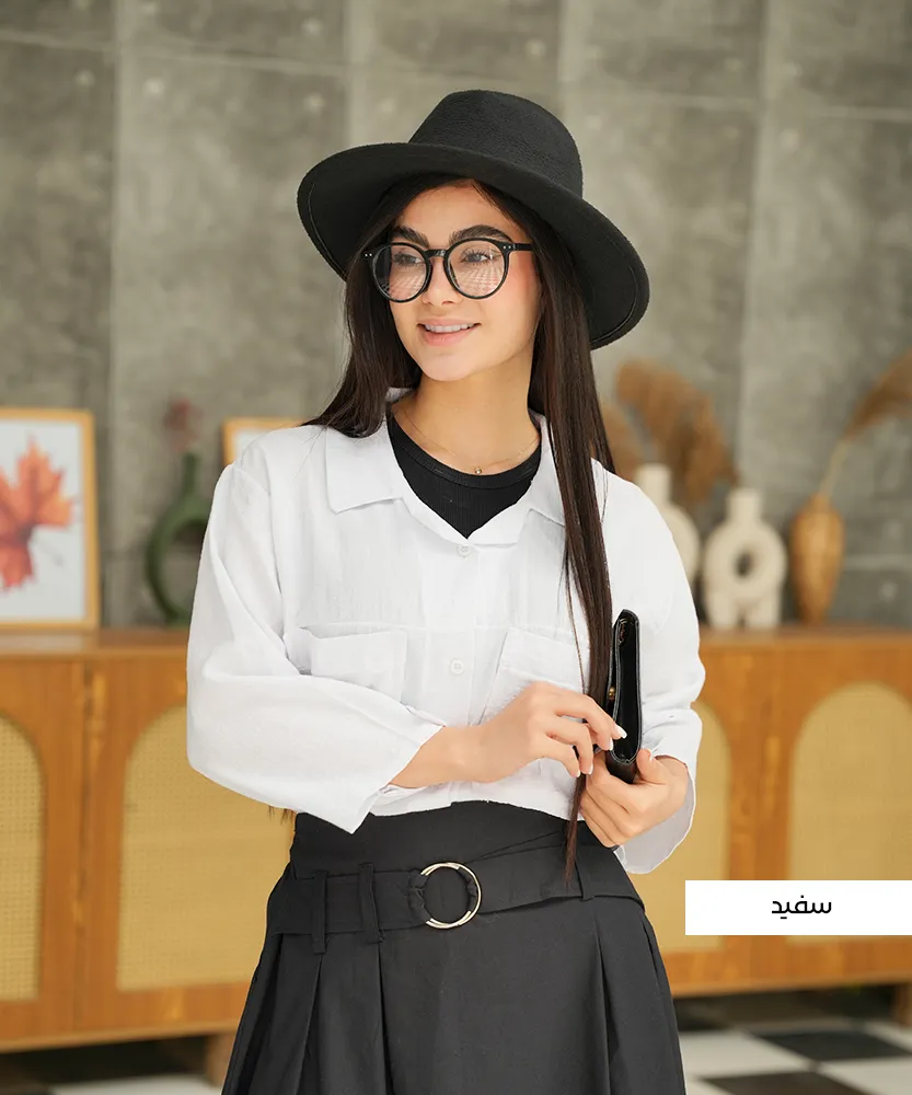 شومیز جیب دار لنوین ساده A51017 - Image 7