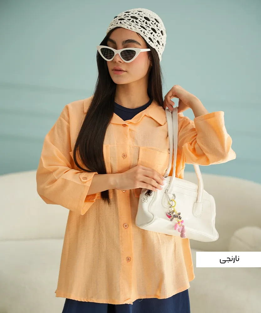 شومیز جیب دار لنوین ساده A51017 - Image 9