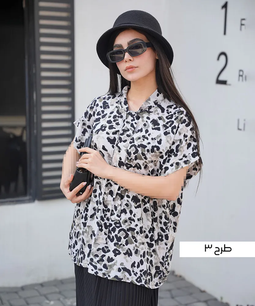 تیشرت یقه کراواتی نخی T51094 - Image 4