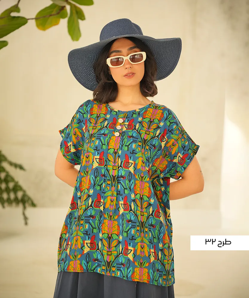 تیشرت نخی سه دکمه T101507 - Image 25