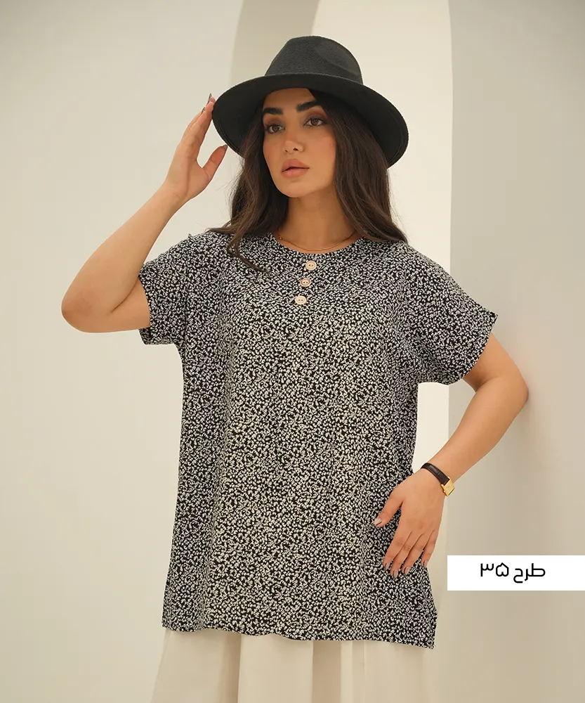 تیشرت نخی سه دکمه T101507 - Image 28