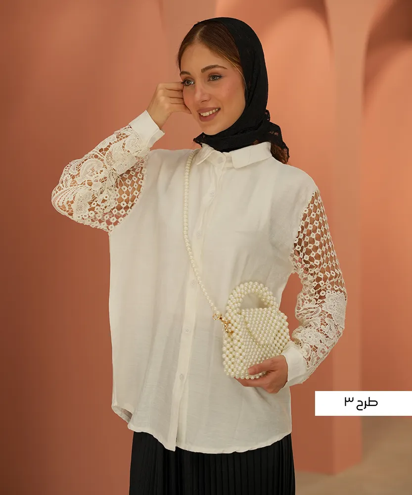 شومیز بابوس آستین دانتل A412019 - Image 4