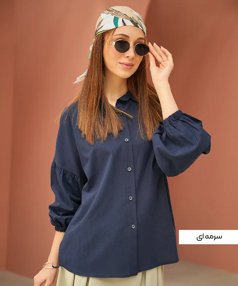 شومیز لینن آستین عروسکی لیان A311445 - Image 2
