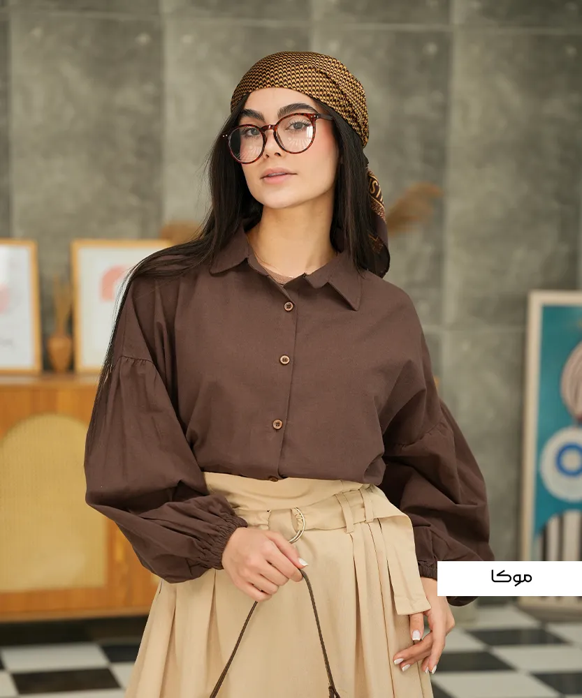 شومیز لینن آستین عروسکی لیان A311445 - Image 3