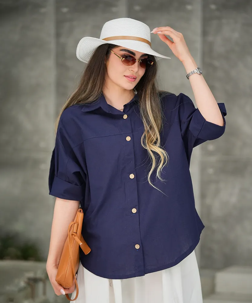 شومیز لینن پاگن دار A410202