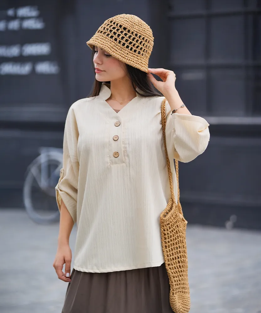 شومیز جلو بسته یقه هفتی A410234 - Image 7