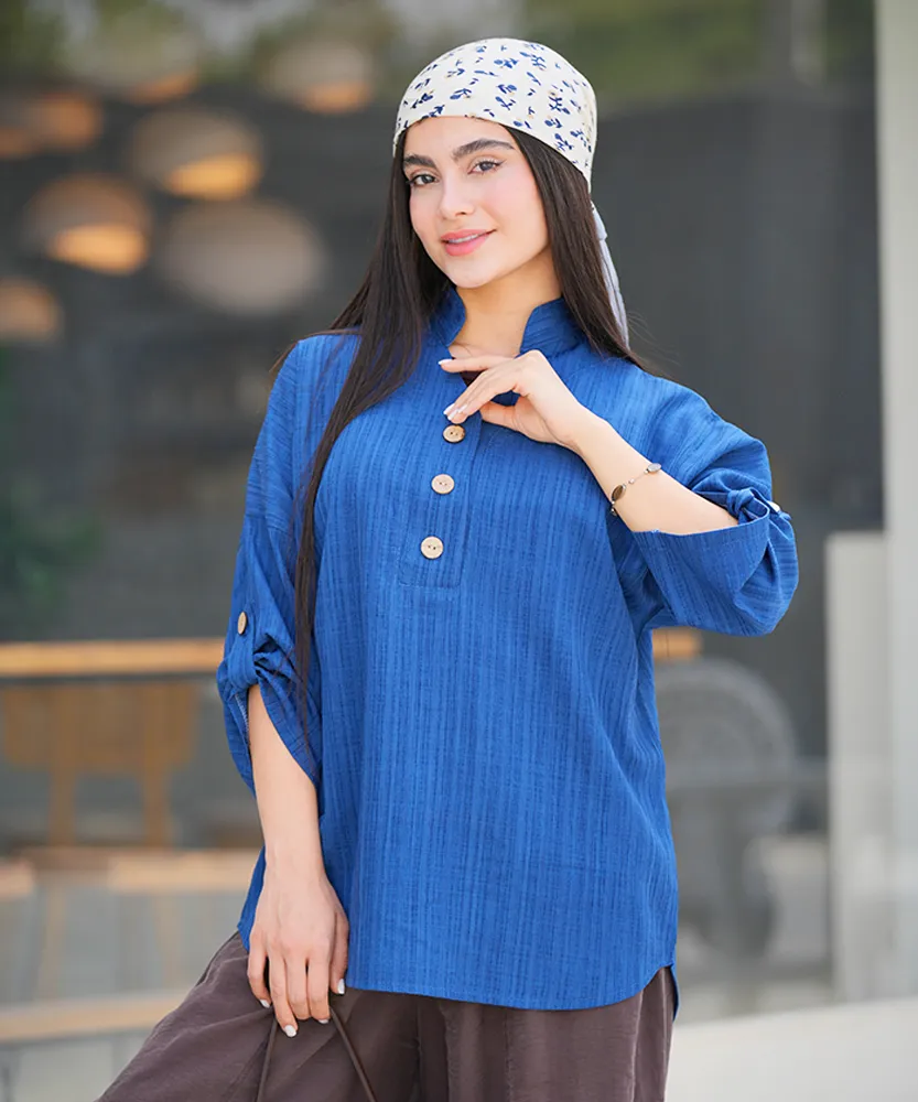 شومیز جلو بسته یقه هفتی A410234