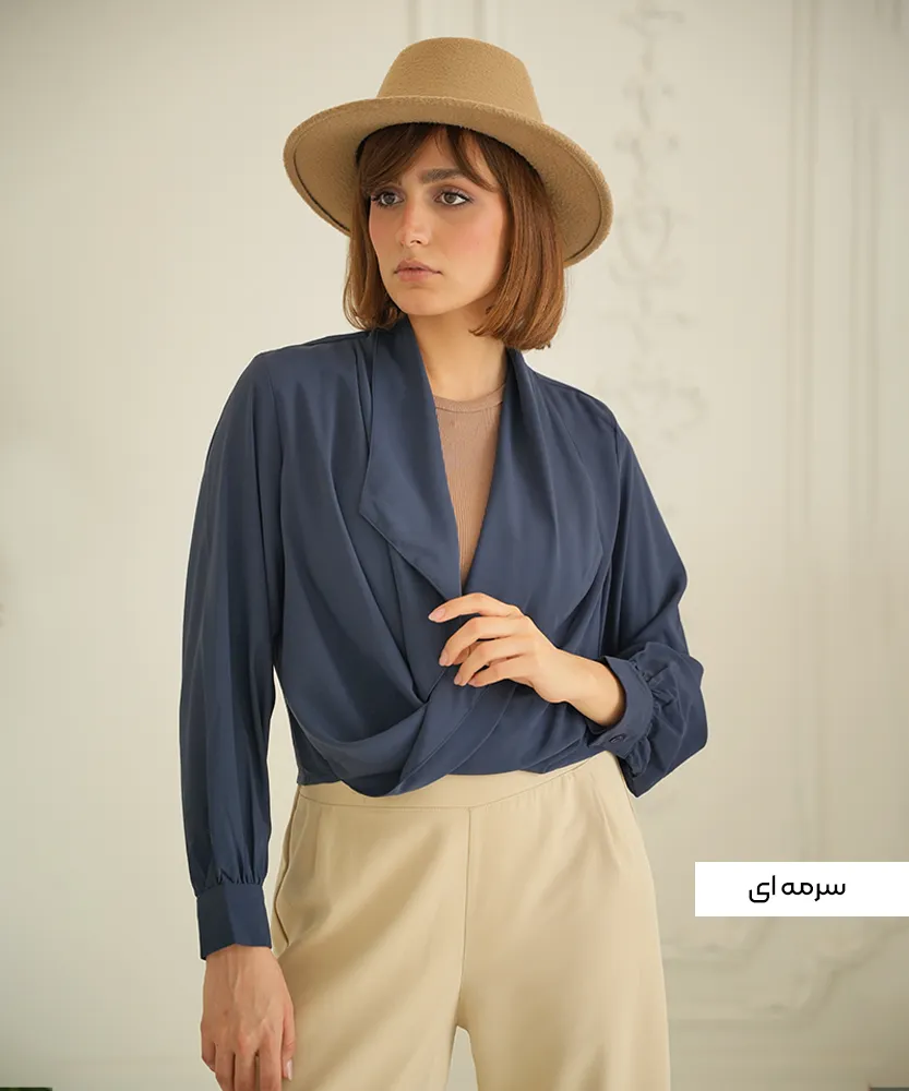 شومیز جلو پیچ الیزه رنگی A410282 - Image 6