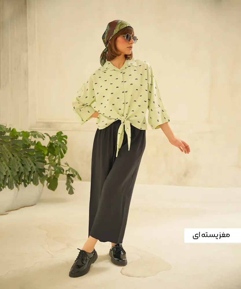 شومیز یقه دار گره ای A410503 - Image 2