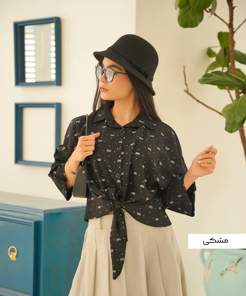 شومیز یقه دار گره ای A410503 - Image 6