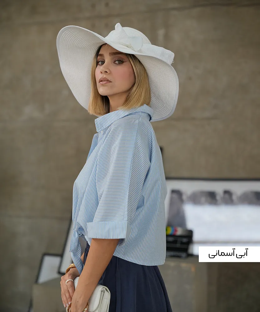 شومیز گره ای راه راه A410749 - Image 4
