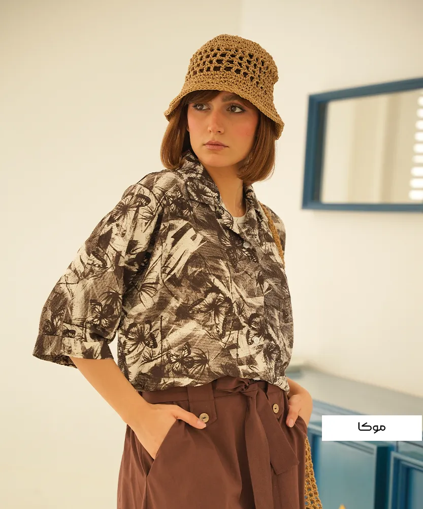 شومیز یقه دار طرح دار A411521 - Image 3