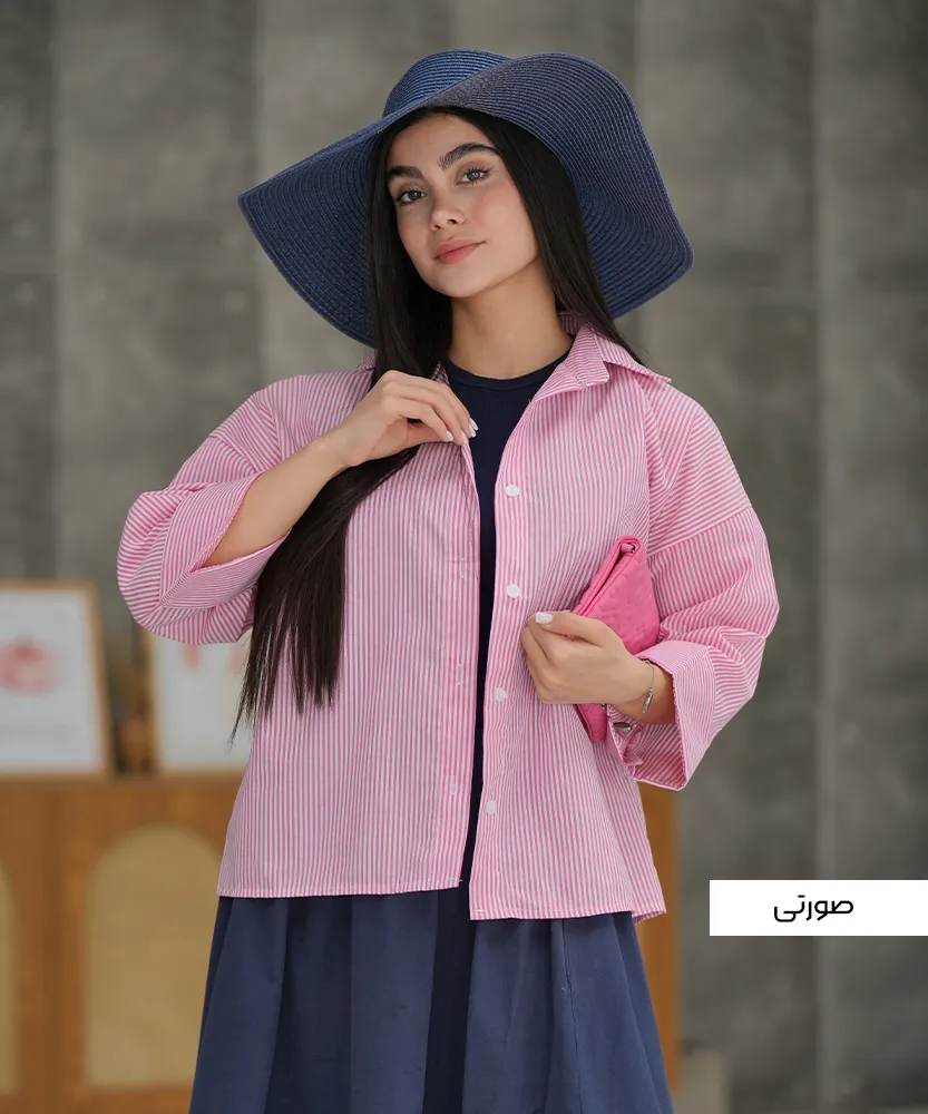 شومیز راه راه آستین پاکتی A412003 - Image 3