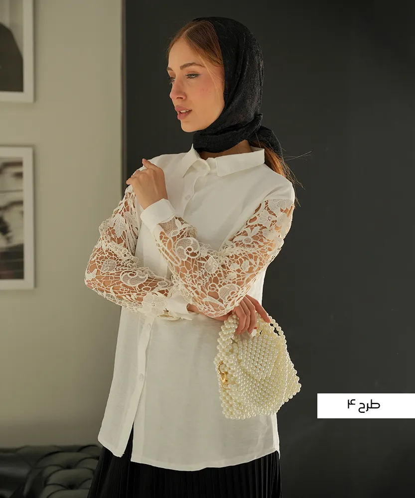 شومیز بابوس آستین دانتل A412019 - Image 5