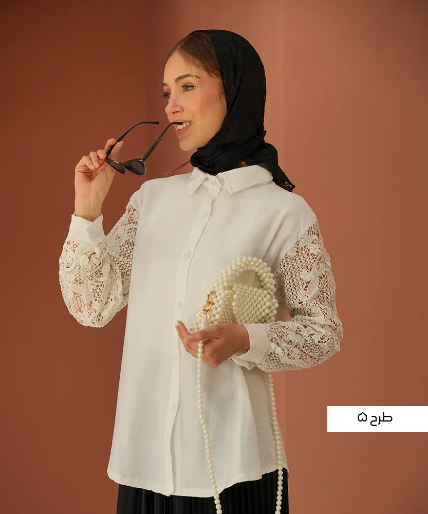 شومیز بابوس آستین دانتل A412019 - Image 7