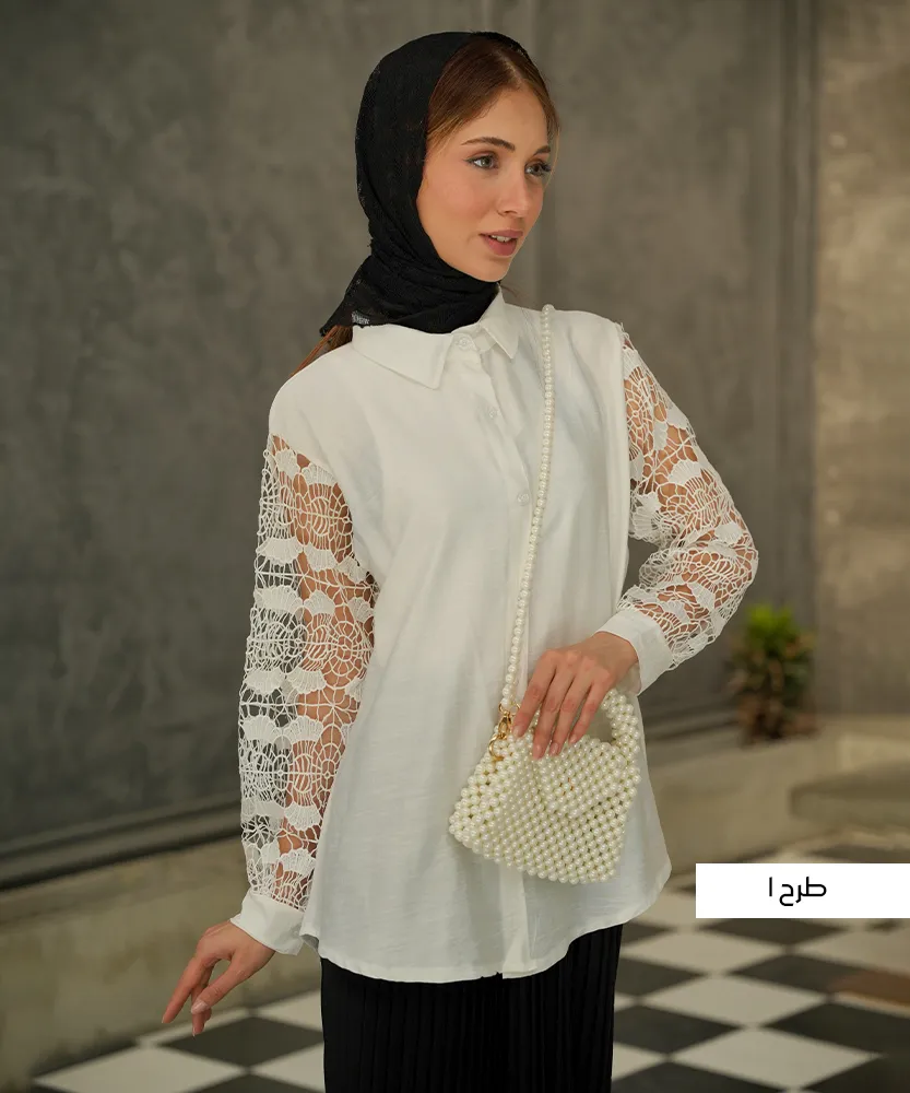 شومیز بابوس آستین دانتل A412019 - Image 2