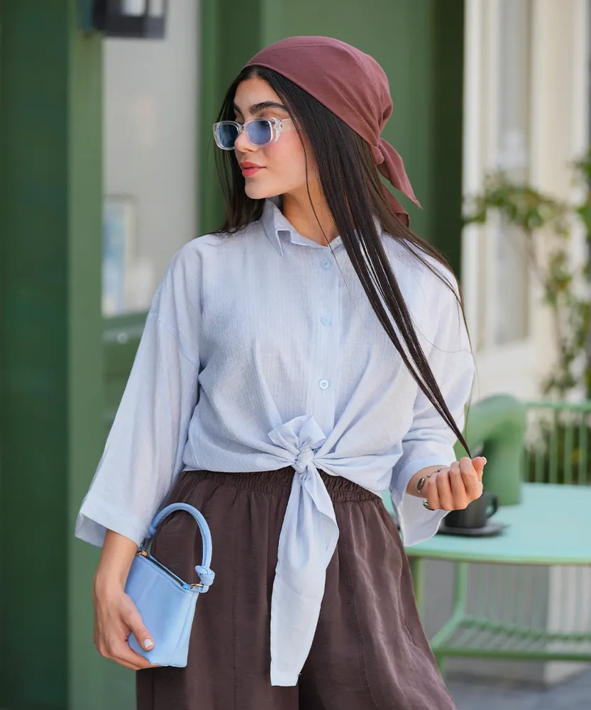 شومیز جلو گره شیشه ای A412038 - Image 6