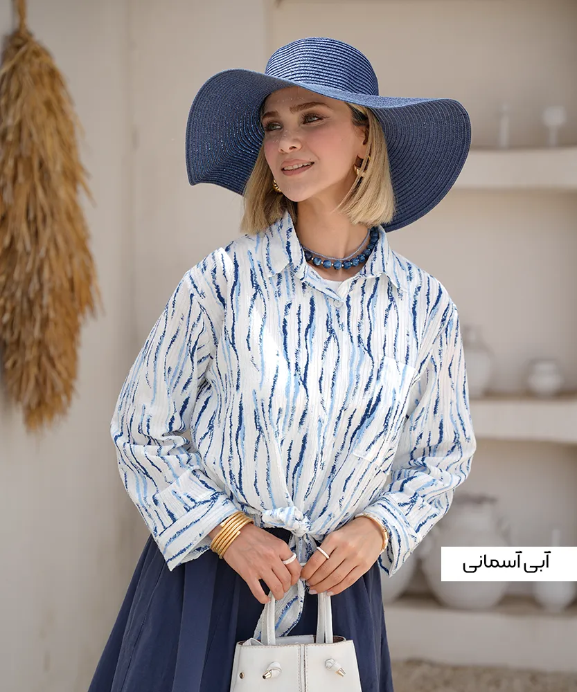 شومیز کراپ گره ای A41741 آبی اسمانی