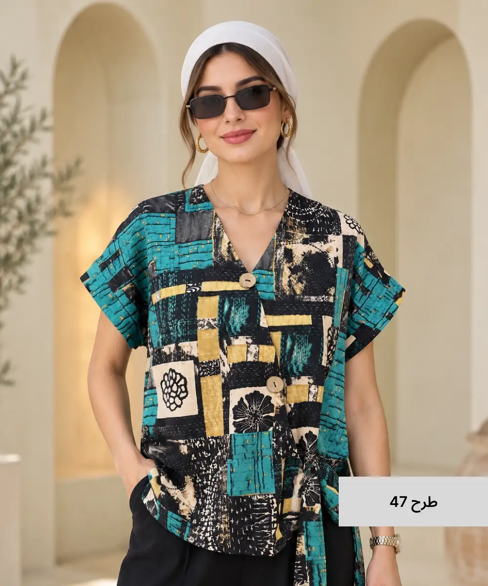 شومیز 3 دکمه چوبی A41977 - Image 47