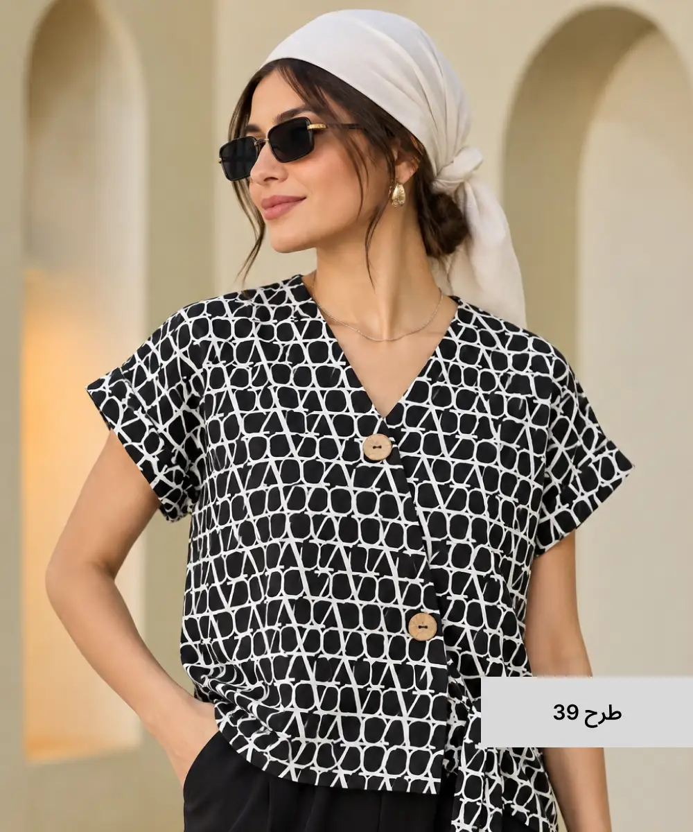 شومیز 3 دکمه چوبی A41977 - Image 40