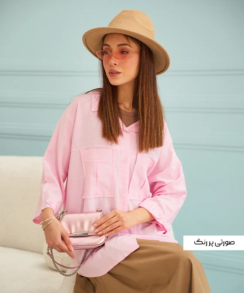 شومیز جیب دار لنوین ساده A51017 - Image 2