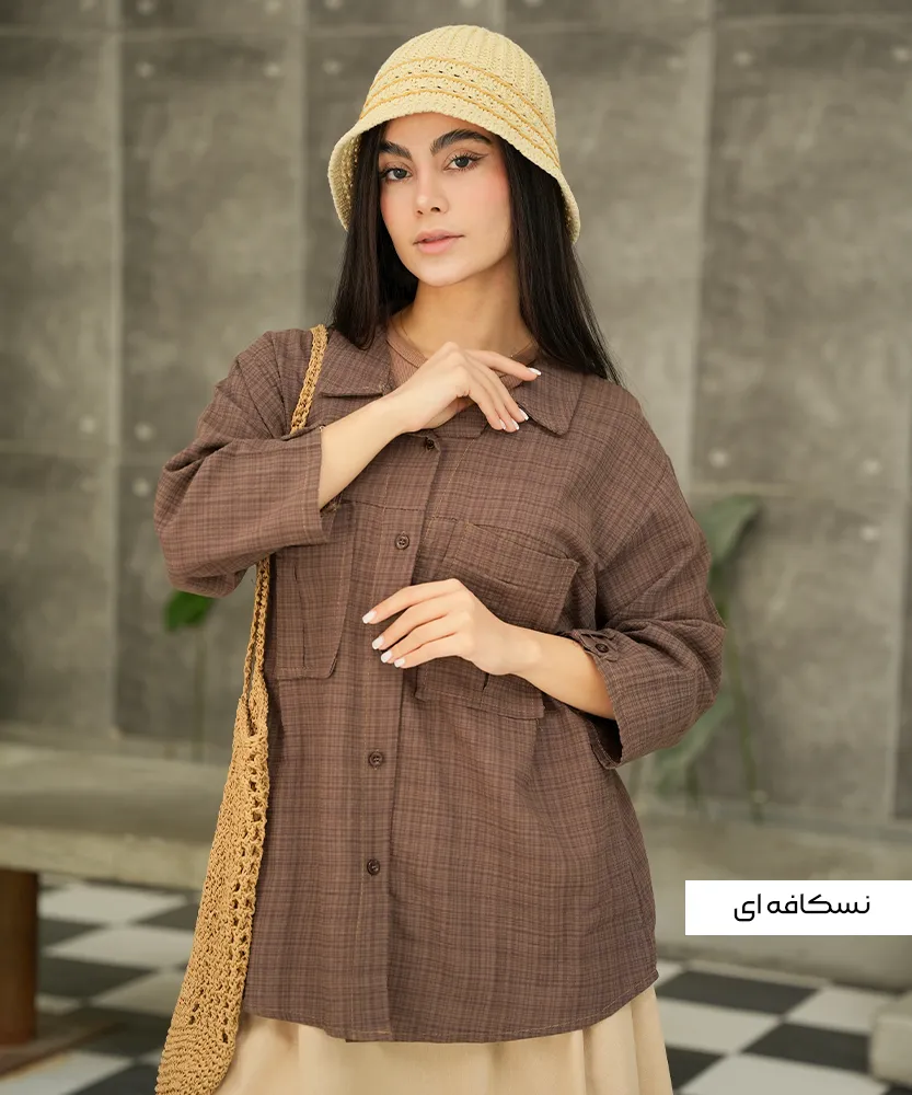 شومیز جیب دار لنوین ساده A51017 - Image 4