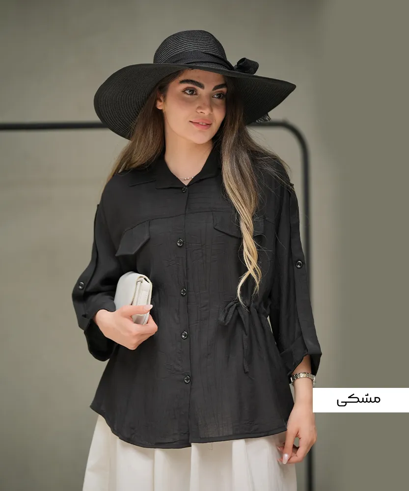 شومیز کمرگت سرشانه بندی شیشه ای A51264 - Image 2