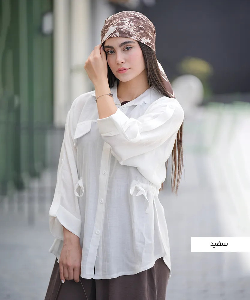 شومیز کمرگت سرشانه بندی شیشه ای A51264 - Image 5