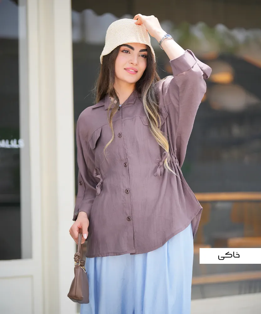 شومیز کمرگت سرشانه بندی شیشه ای A51264 - Image 7