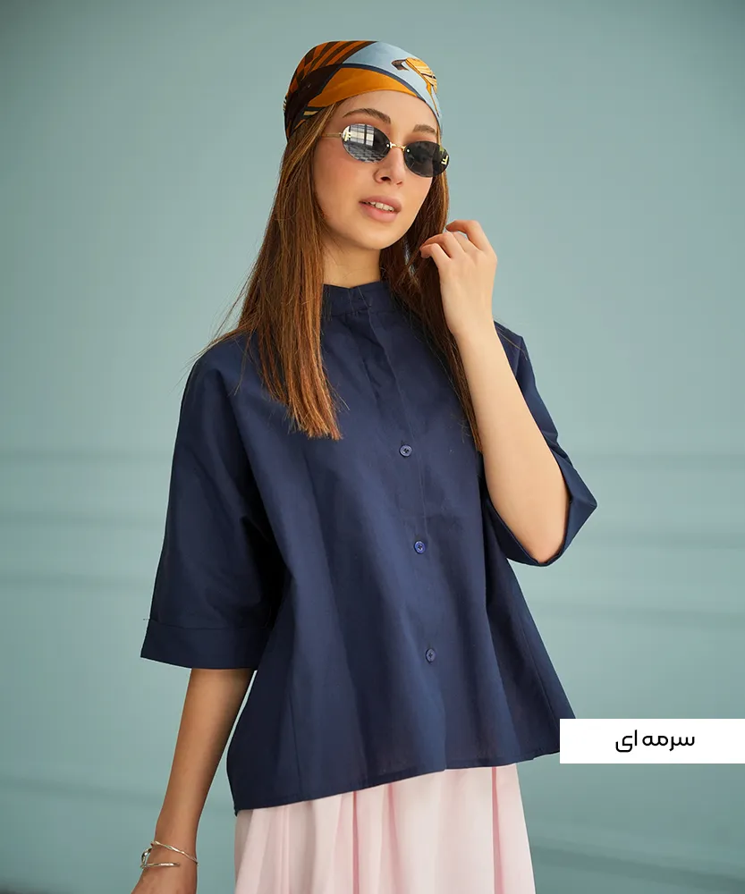 شومیز لینن آستین کیمونو A51425 - Image 2