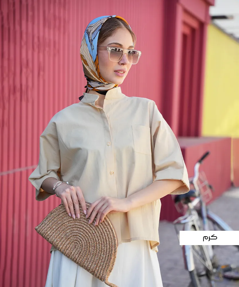 شومیز لینن آستین کیمونو A51425 - Image 6