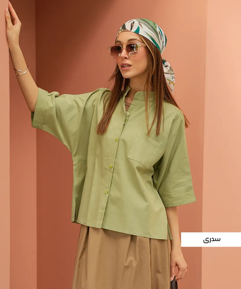 شومیز لینن آستین کیمونو A51425 - Image 7