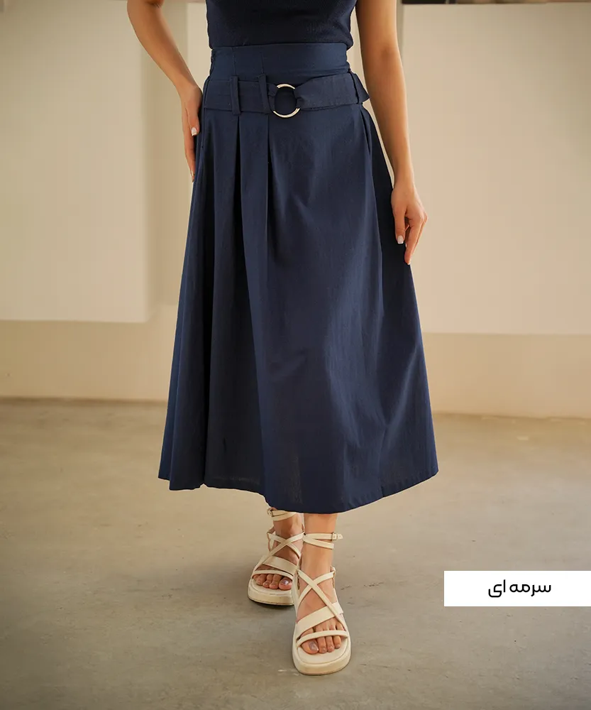 دامن لینن نازگل D41047 - Image 4