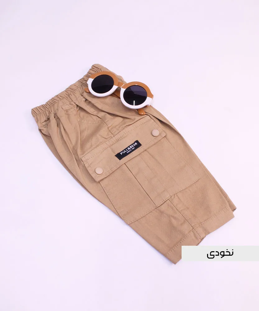 شلوارک کتان G45108 نخودی