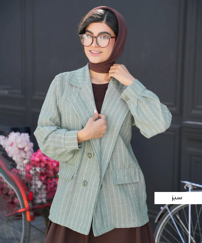 کت یقه انگلیسی راه راه K41677 - Image 4