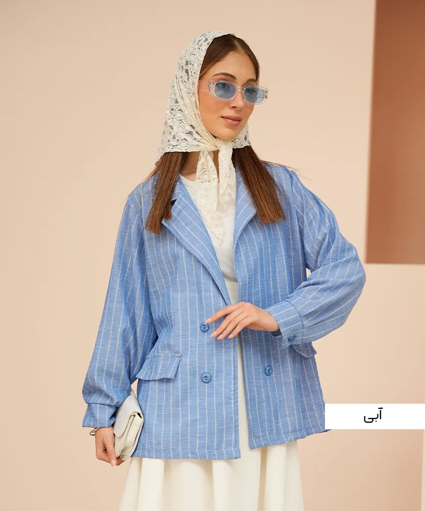 کت یقه انگلیسی راه راه K41677 - Image 6