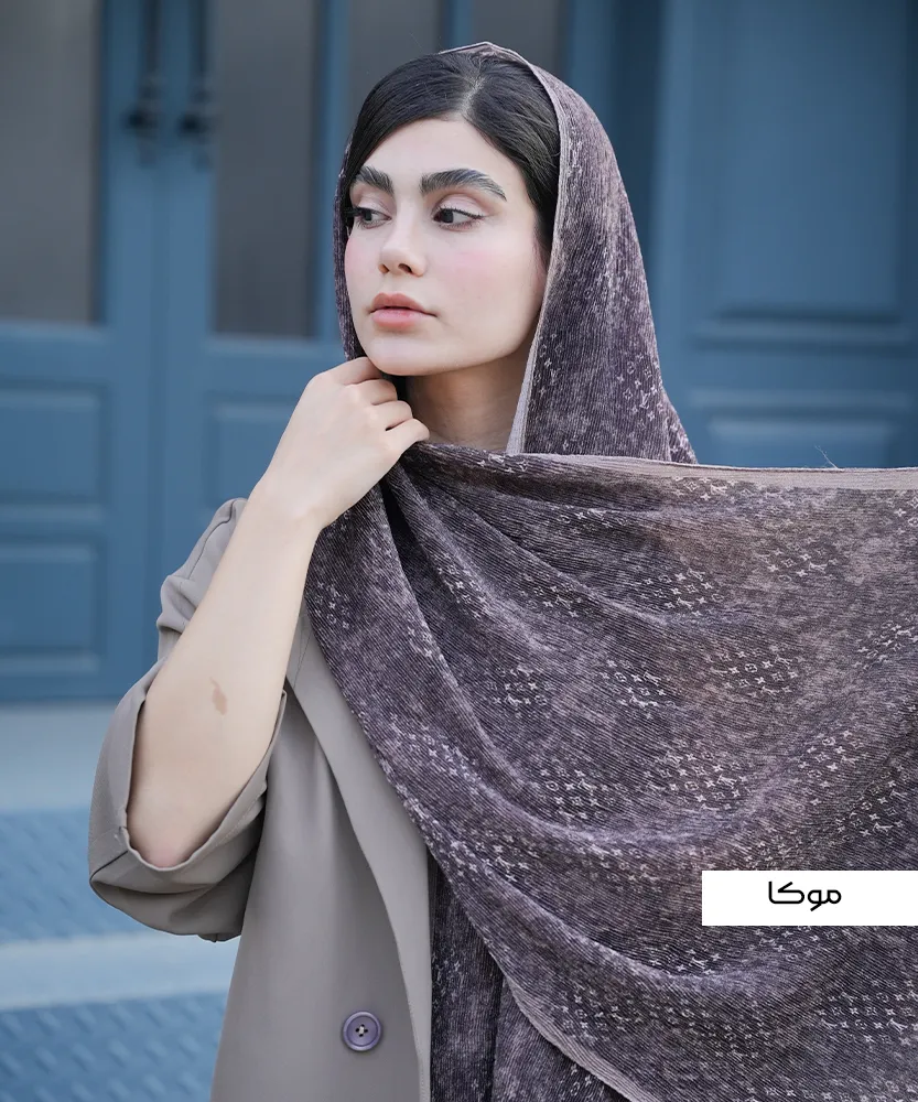 شال پلیسه طرح دار لمه N31999 - Image 2
