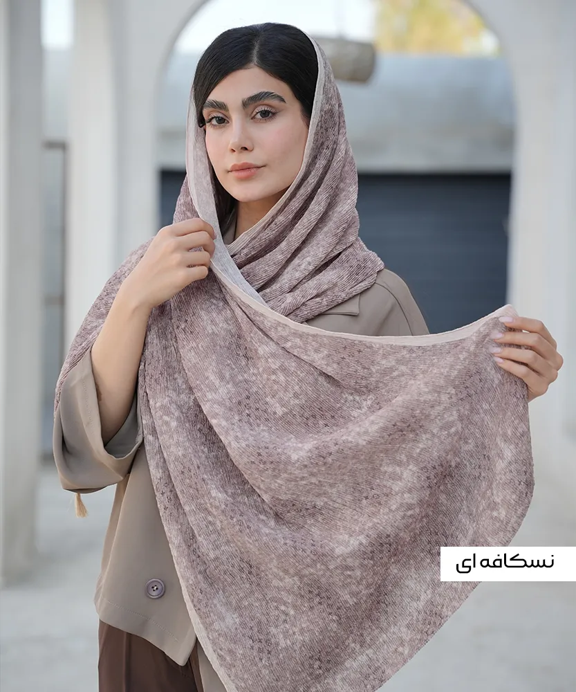 شال پلیسه طرح دار لمه N31999 - Image 3