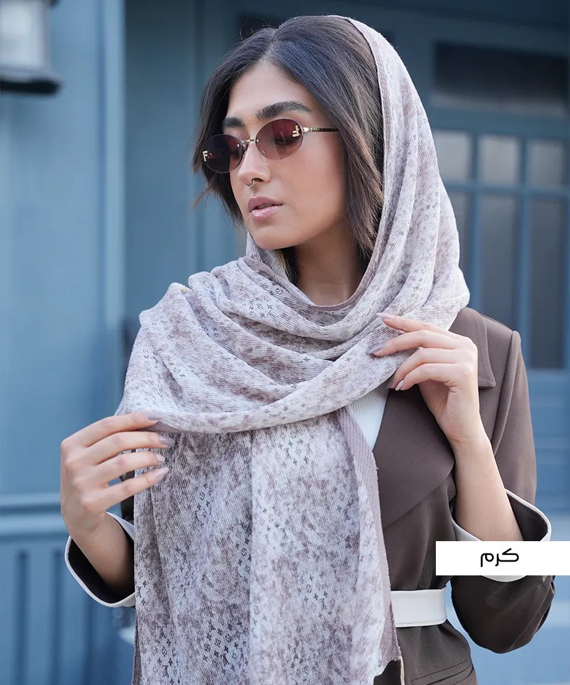 شال پلیسه طرح دار لمه N31999 - Image 5