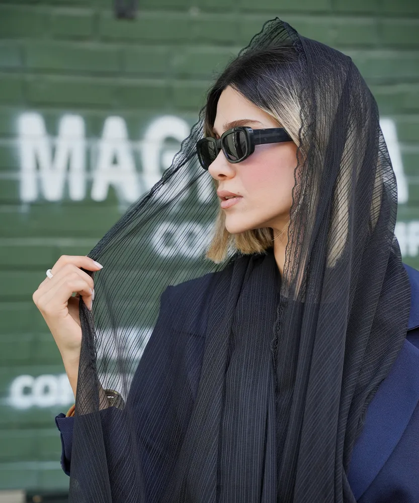 شال توری راه راه لب گیپور N41260
