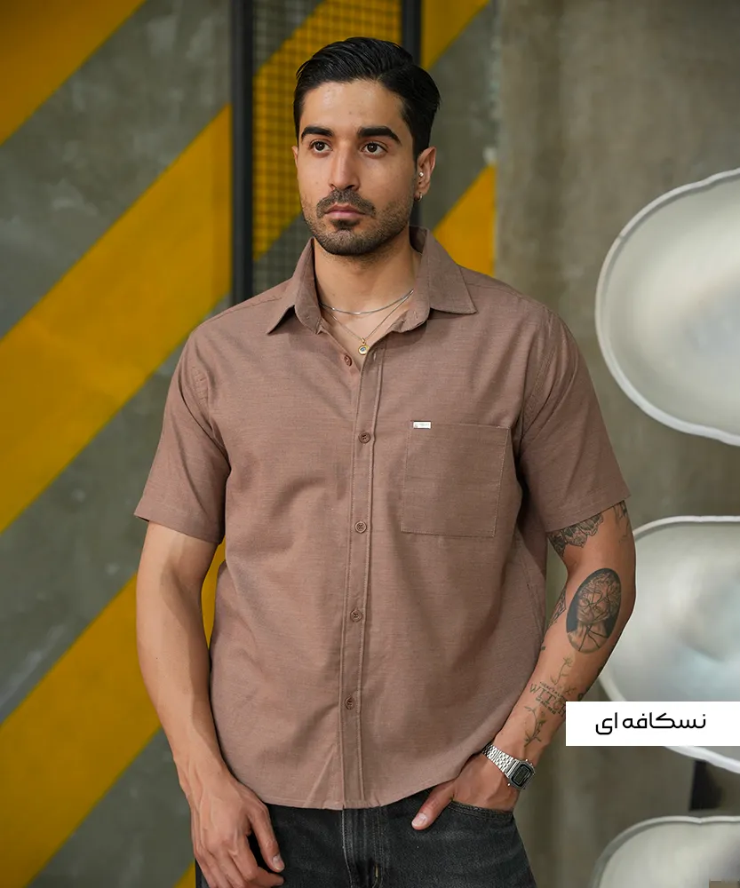 پیراهن آستین کوتاه تک جیب لینن P42526 - Image 2